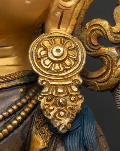 Manjushri Statue from Nepal | Oxidized Copper & Gold Sacred Art