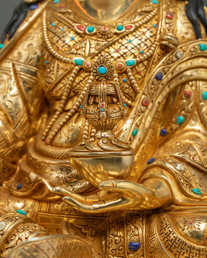 Guru Rinpoche with Two Consorts Statue – Sacred Vajrayana Art