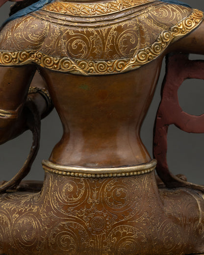 Manjushri Statue from Nepal | Oxidized Copper & Gold Sacred Art