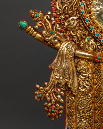 Shakyamuni Buddha Statue with Jeweled Throne | Nepali Art & Craft