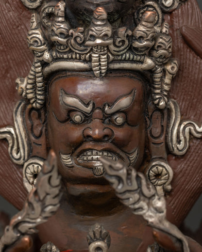 Buffalo-headed Yamantaka Statue | Large-Size Oxidized Copper Sculpture