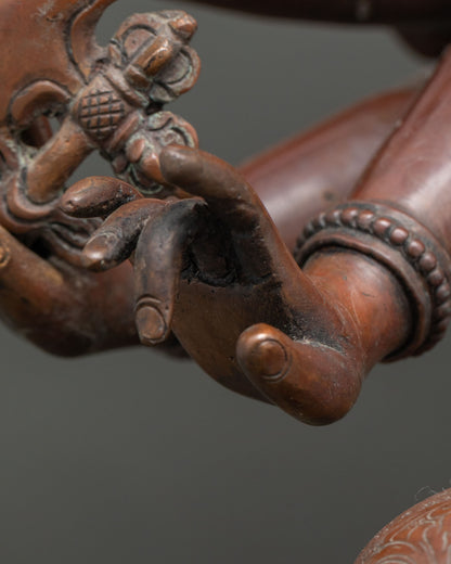 Japanese Chundi (Juntei Kannon) Statue | Oxidized Copper Buddhist Art