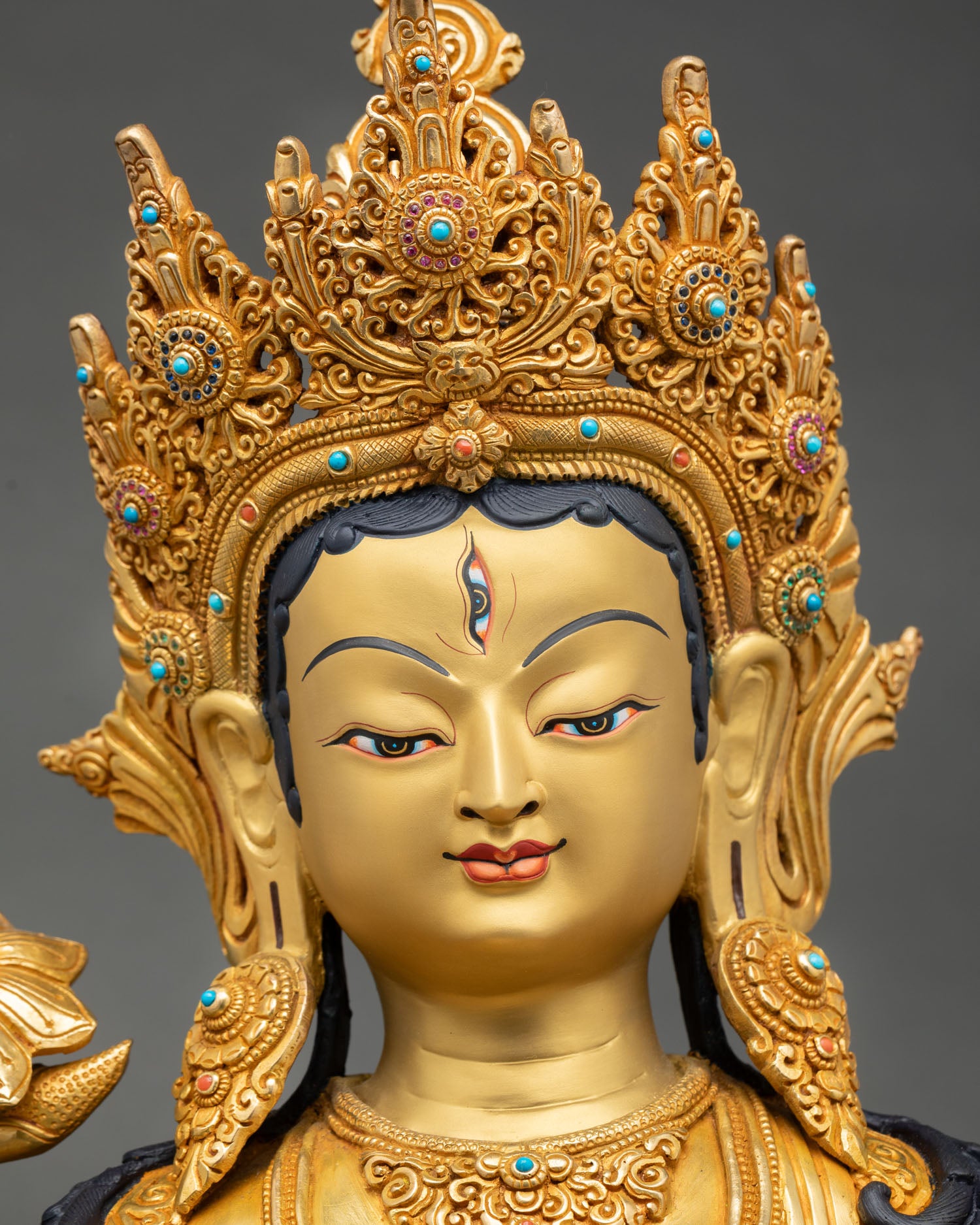 Beautiful White Tara | Himalayan Meditation Copper Sculpture