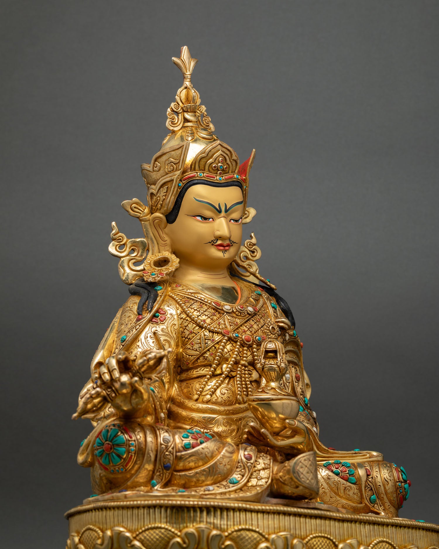 Powerful Guru Padmasambhava Statue | Buddhist Copper Figurine