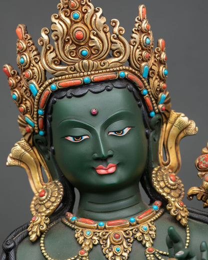 Standing Green Tara Statue | Large Buddhist Shrine Decor