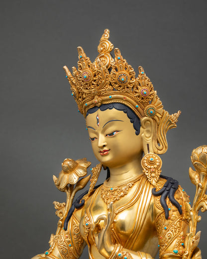Beautiful White Tara | Himalayan Meditation Copper Sculpture