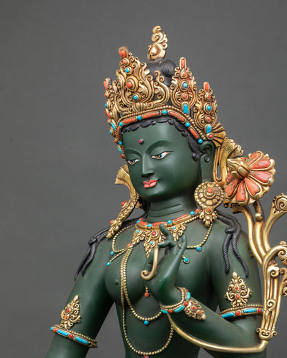 Standing Green Tara Statue | Large Buddhist Shrine Decor