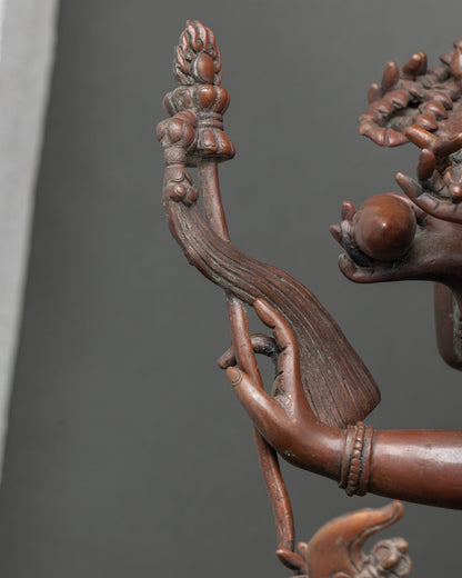 Japanese Chundi (Juntei Kannon) Statue | Oxidized Copper Buddhist Art