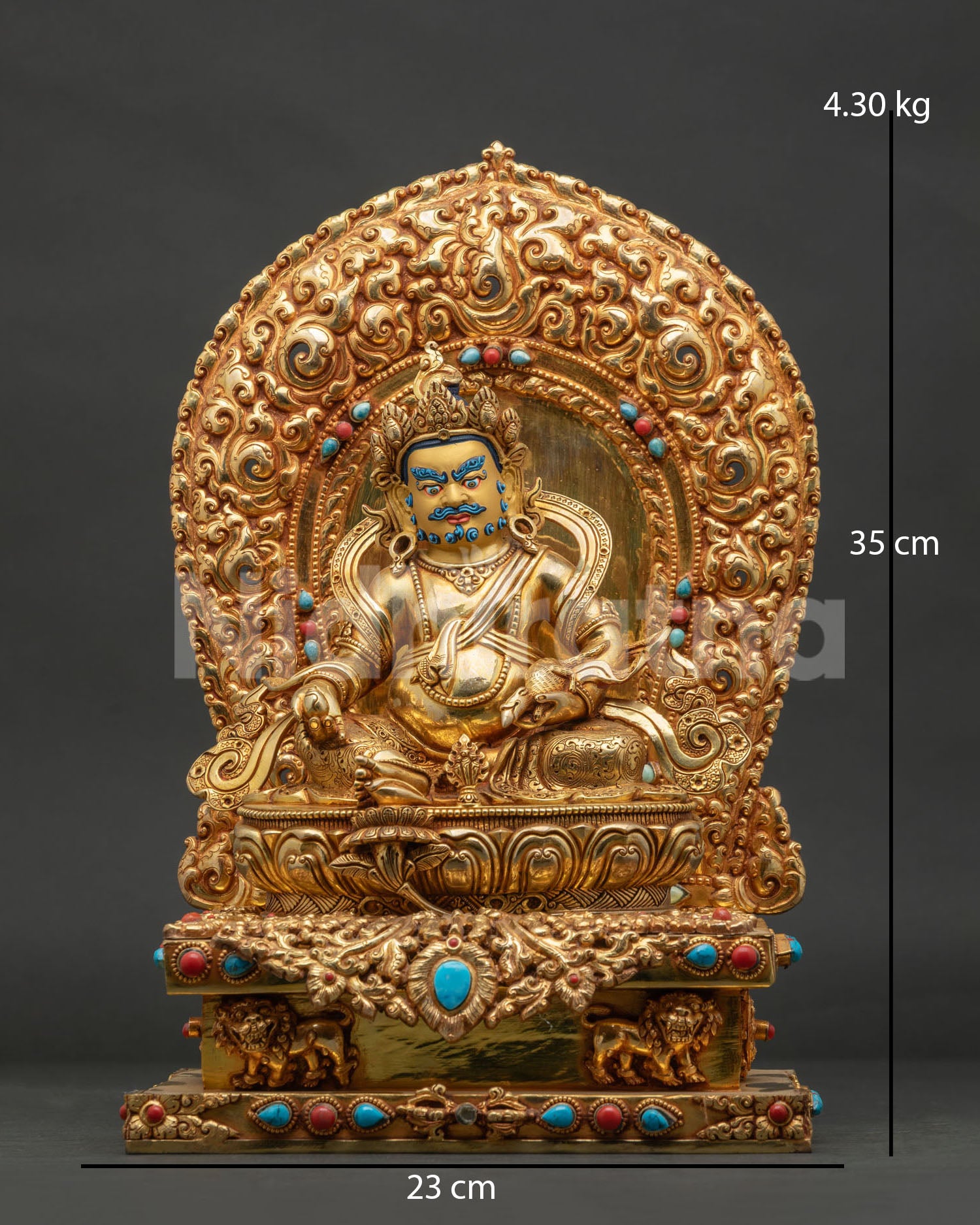 Dzambhala On Jeweled Throne Statue | Tibetan Buddhist Sculpture
