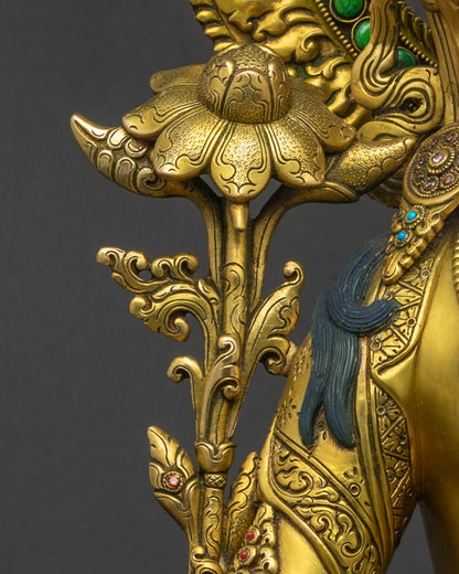 Green Tara Statue from Nepal - Tara the Liberator of All Beings