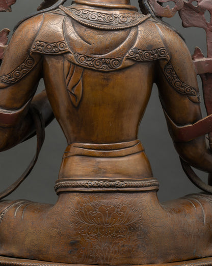 Traditional Green Tara Statue | Chemically Oxidized Copper Sculpture