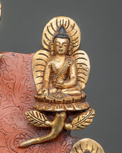 Medicine Buddha Statue With Throne & Five Dhyani Buddhas