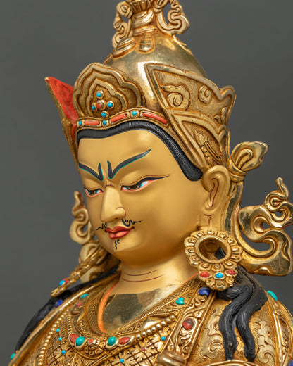 Guru Rinpoche with Two Consorts Statue – Sacred Vajrayana Art