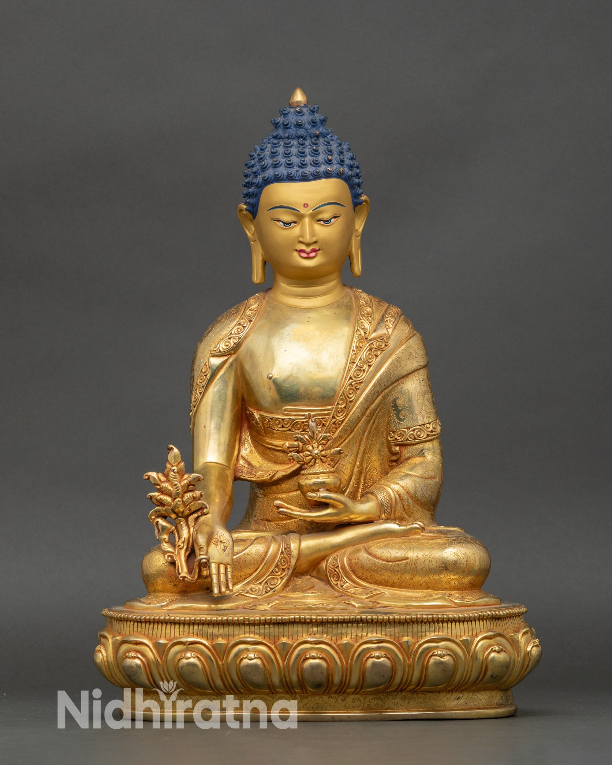 Medicine Buddha healing statue: Buddhist deity of healing handcrafted in Nepal.
