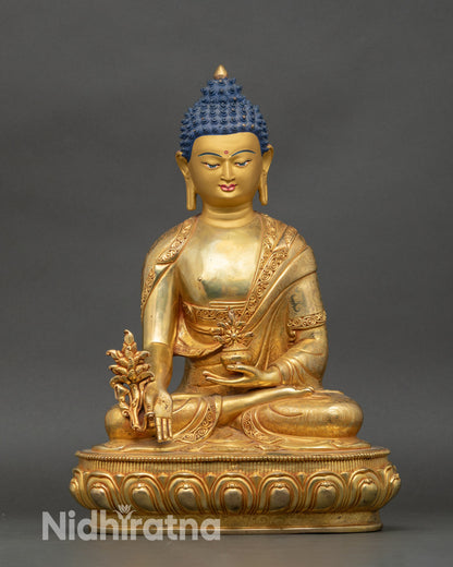 Medicine Buddha healing statue: Buddhist deity of healing handcrafted in Nepal.