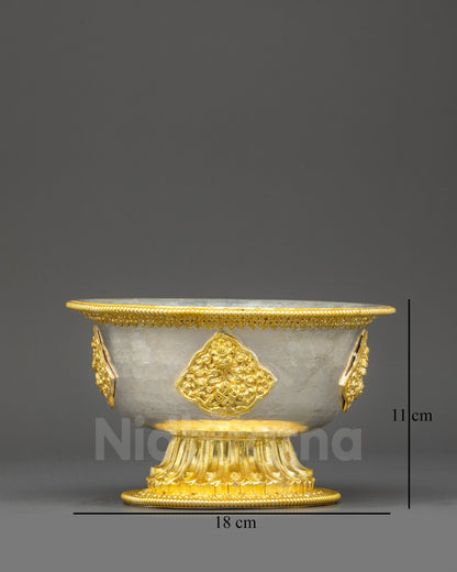 Gold and Silver-Plated Water Offering Set of Seven Bowl