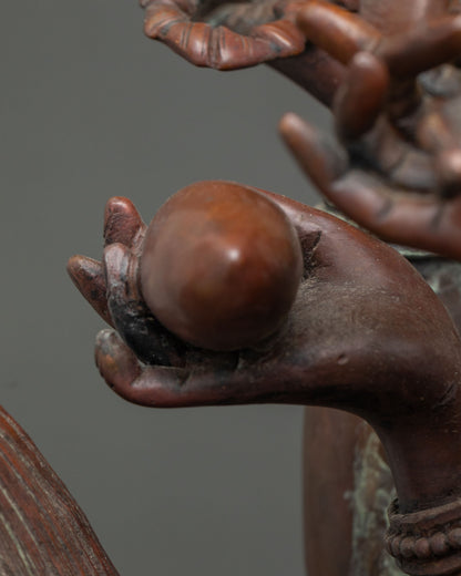 Japanese Chundi (Juntei Kannon) Statue | Oxidized Copper Buddhist Art
