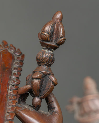 Japanese Chundi (Juntei Kannon) Statue | Oxidized Copper Buddhist Art