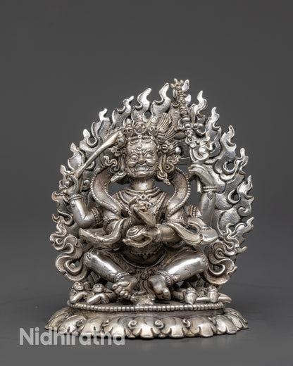 Four-Armed Mahakala Mantra Statue | Handcrafted Tibetan Protector