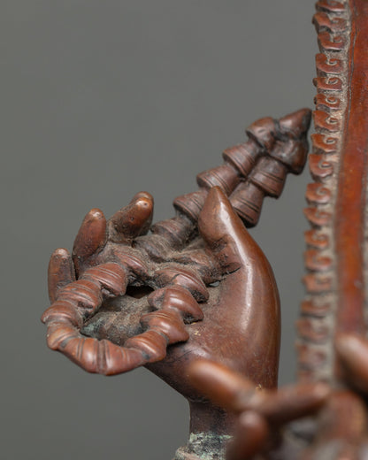 Japanese Chundi (Juntei Kannon) Statue | Oxidized Copper Buddhist Art