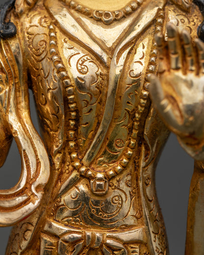 Guru Rinpoche with Two Consorts Statue – Sacred Vajrayana Art