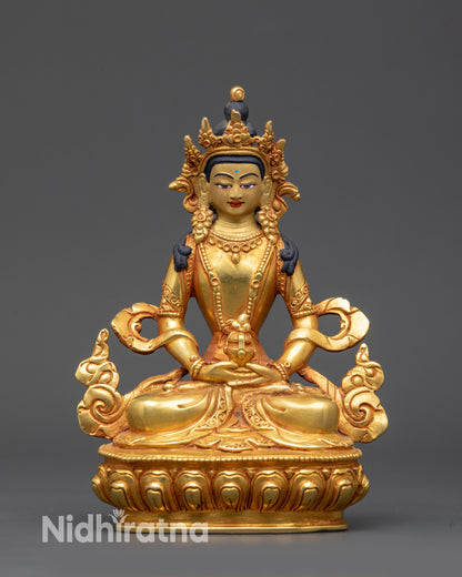 Tibetan Amitayus Statue | 24K Gold-Gilded Buddha for Longevity