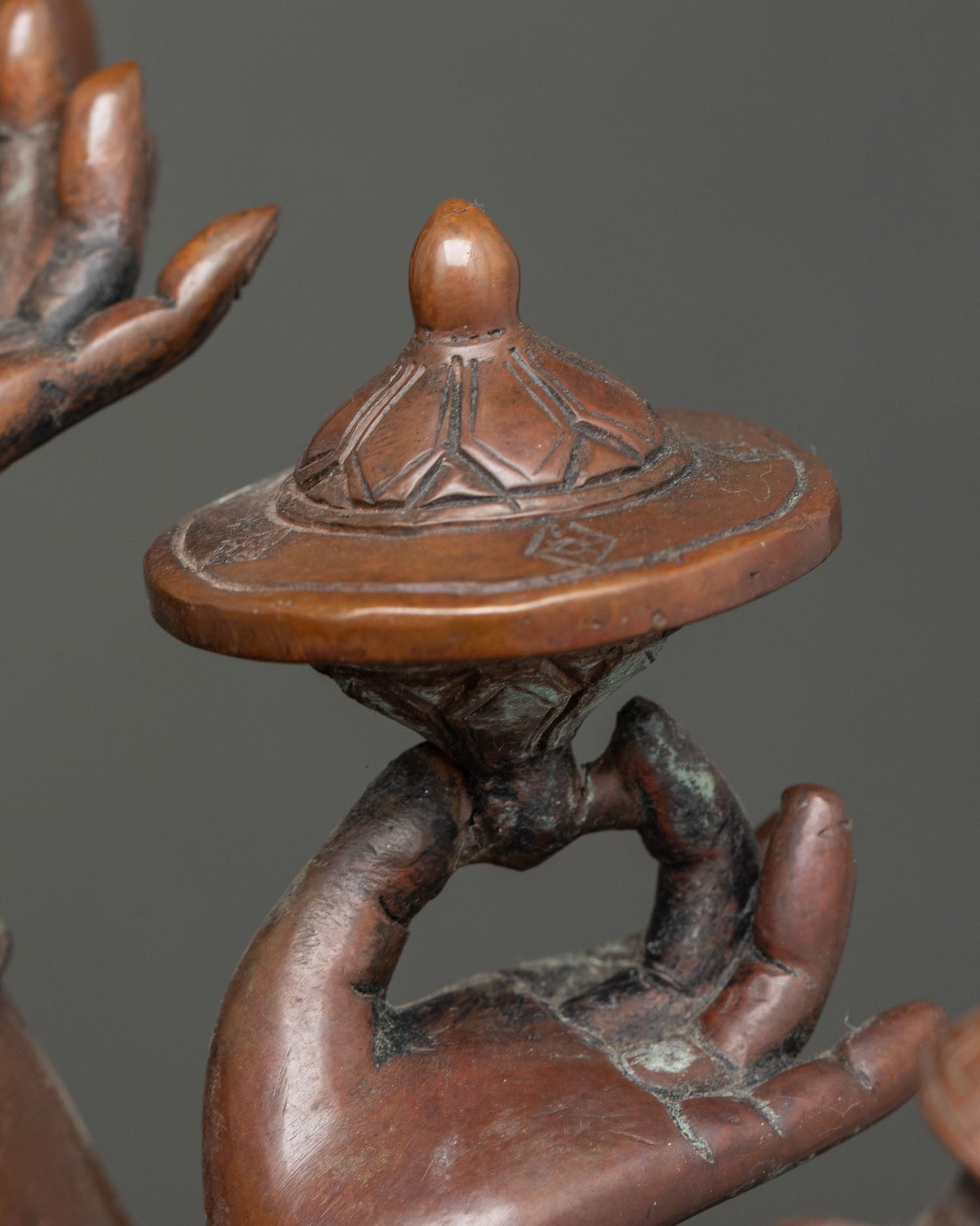 Japanese Chundi (Juntei Kannon) Statue | Oxidized Copper Buddhist Art