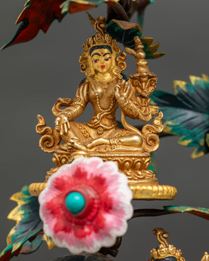 21 Tara Statue Set | Wish-Fulfilling Tree with Green Tara & 21 Forms