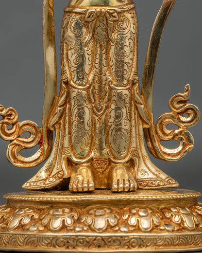 Guru Rinpoche with Two Consorts Statue – Sacred Vajrayana Art