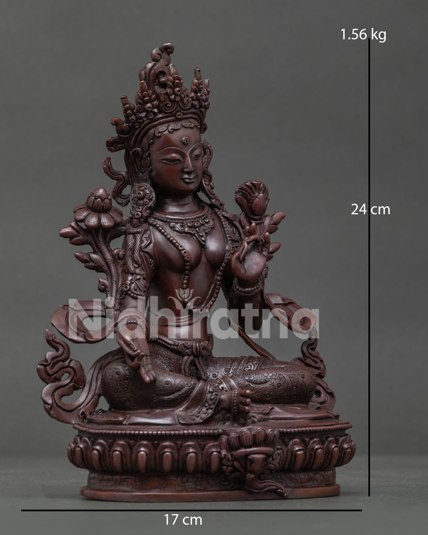 Oxidized Green Tara Statue | Handcrafted Nepalese Buddhist Sculpture