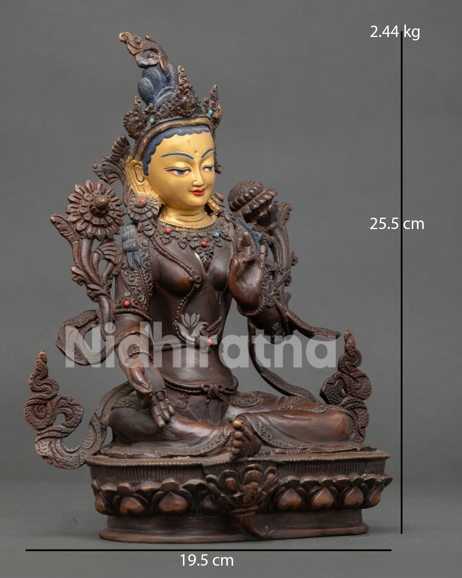 Green Tara Statue | Handmade Nepalese Copper Sculpture