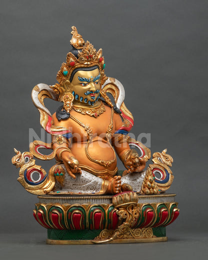 Yellow Dzambhala Figurine | Buddhist Wealth Sculpture of Nepal