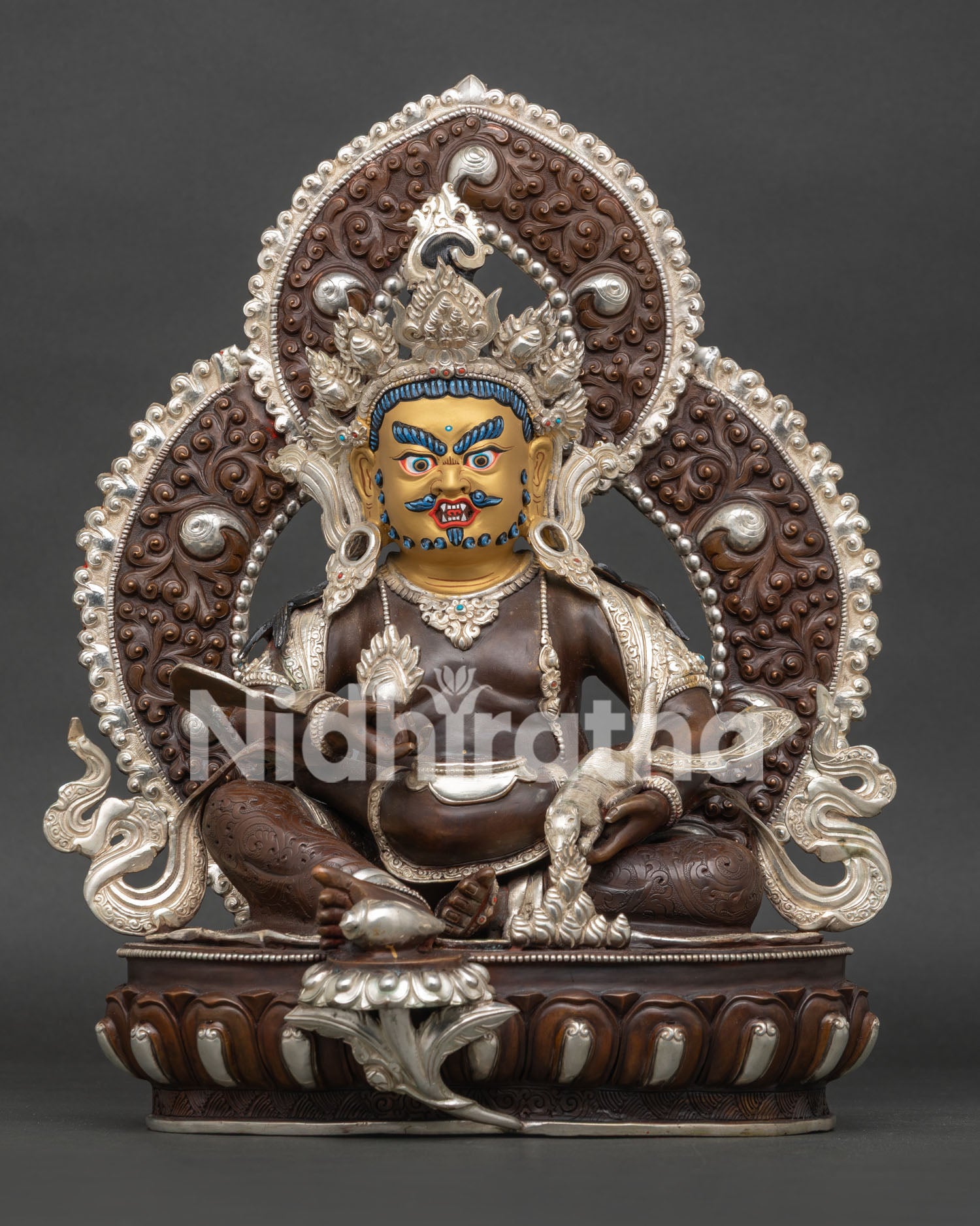 Dzambhala with Consort Statue | Lost-Wax Buddhist Art from Nepal