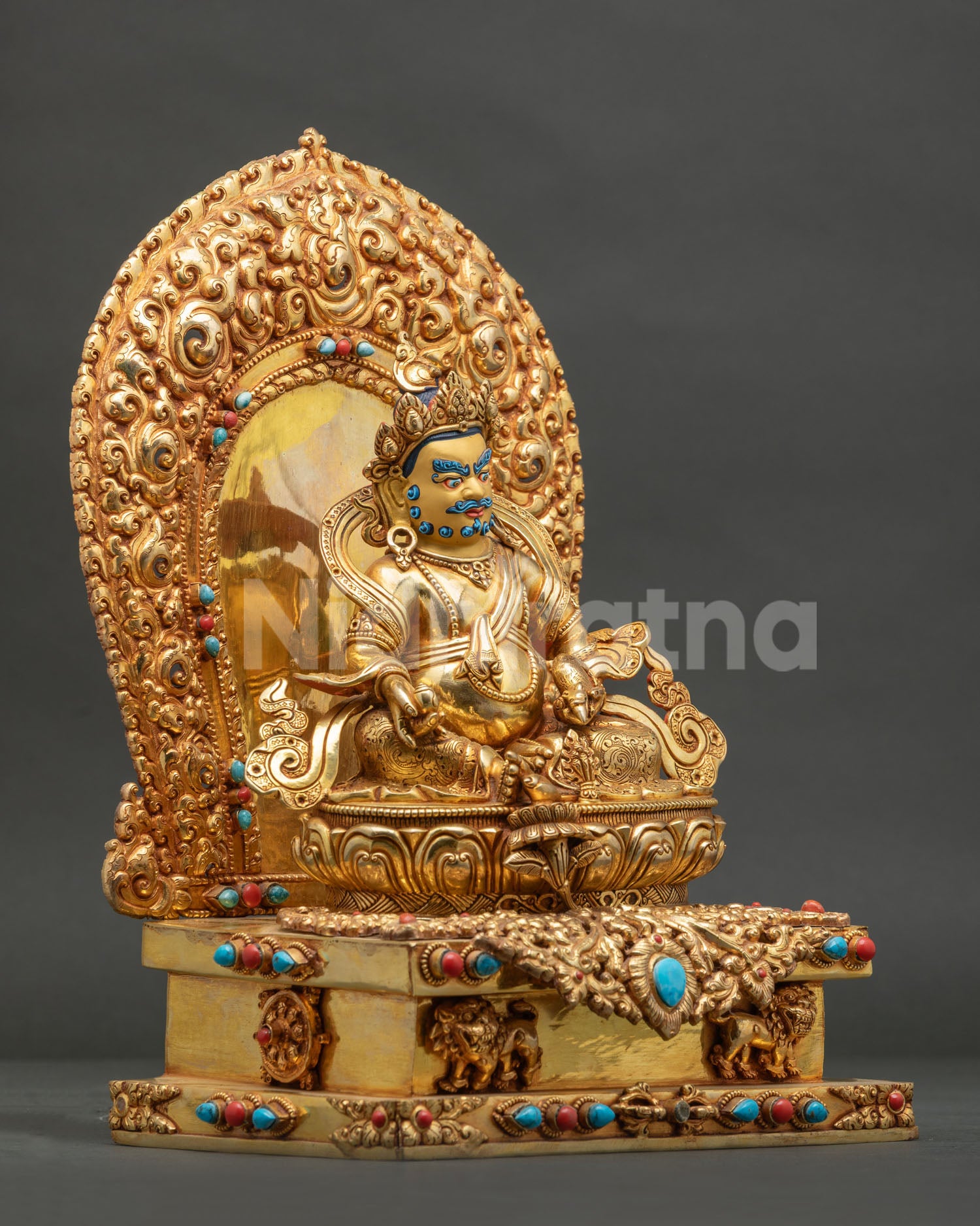 Dzambhala On Jeweled Throne Statue | Tibetan Buddhist Sculpture