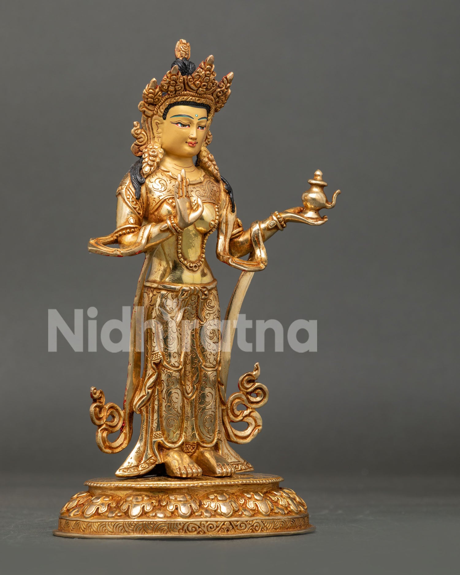 Guru Rinpoche with Two Consorts Statue – Sacred Vajrayana Art