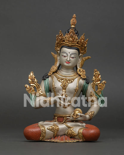 Multicolor Vajrasattva Statue | Karma Purification Buddha Sculpture