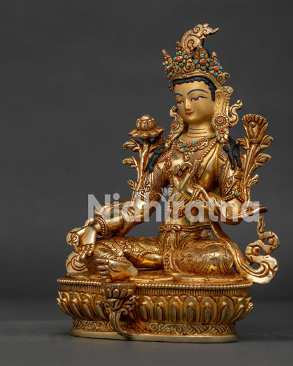Green Tara Statue | Buddhist Female Buddha Artwork