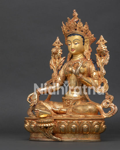 Green Tara Statue | Fine Newari Copper Artwork