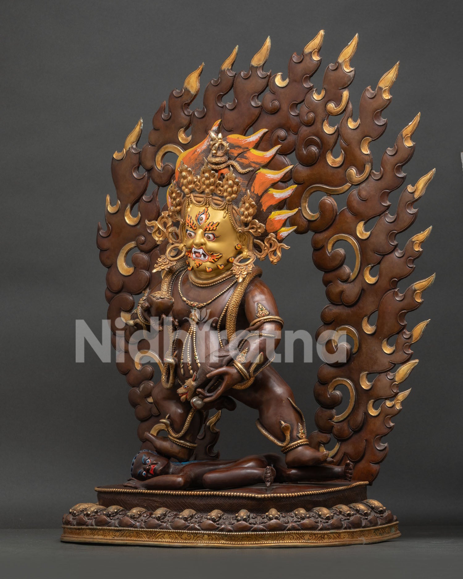 Large Black Dzambhala Statue | Vajrayana Guardian of Prosperity