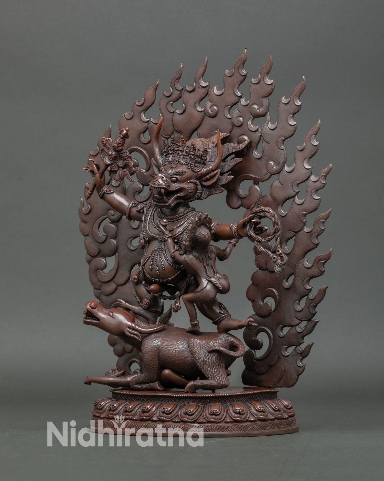 Handmade Yamantaka Statue | Oxidized Copper Buddhist Artwork