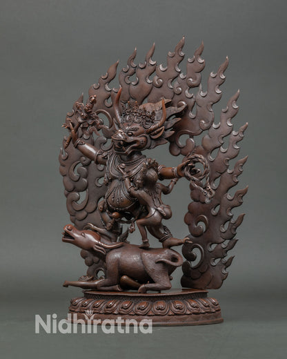 Handmade Yamantaka Statue | Oxidized Copper Buddhist Artwork