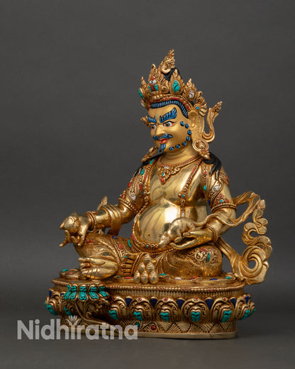 Dzambhala Wealth Deity | Gold Gilded Buddhist Statue