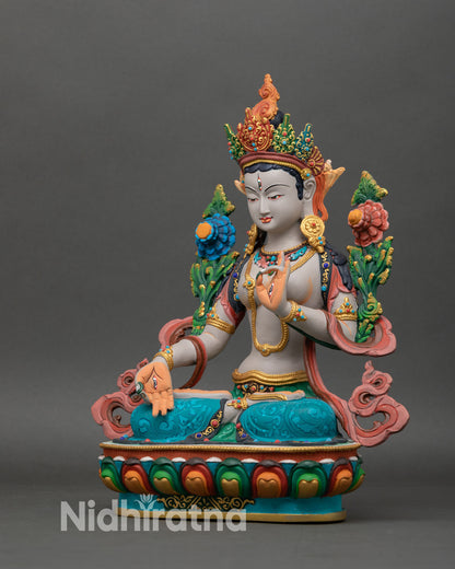 White Tara Statue | Sacred Feminine Deity of Mercy and Long Life