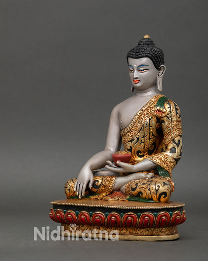 Hand-Painted Shakyamuni Buddha Statue | Spiritual Copper Artwork