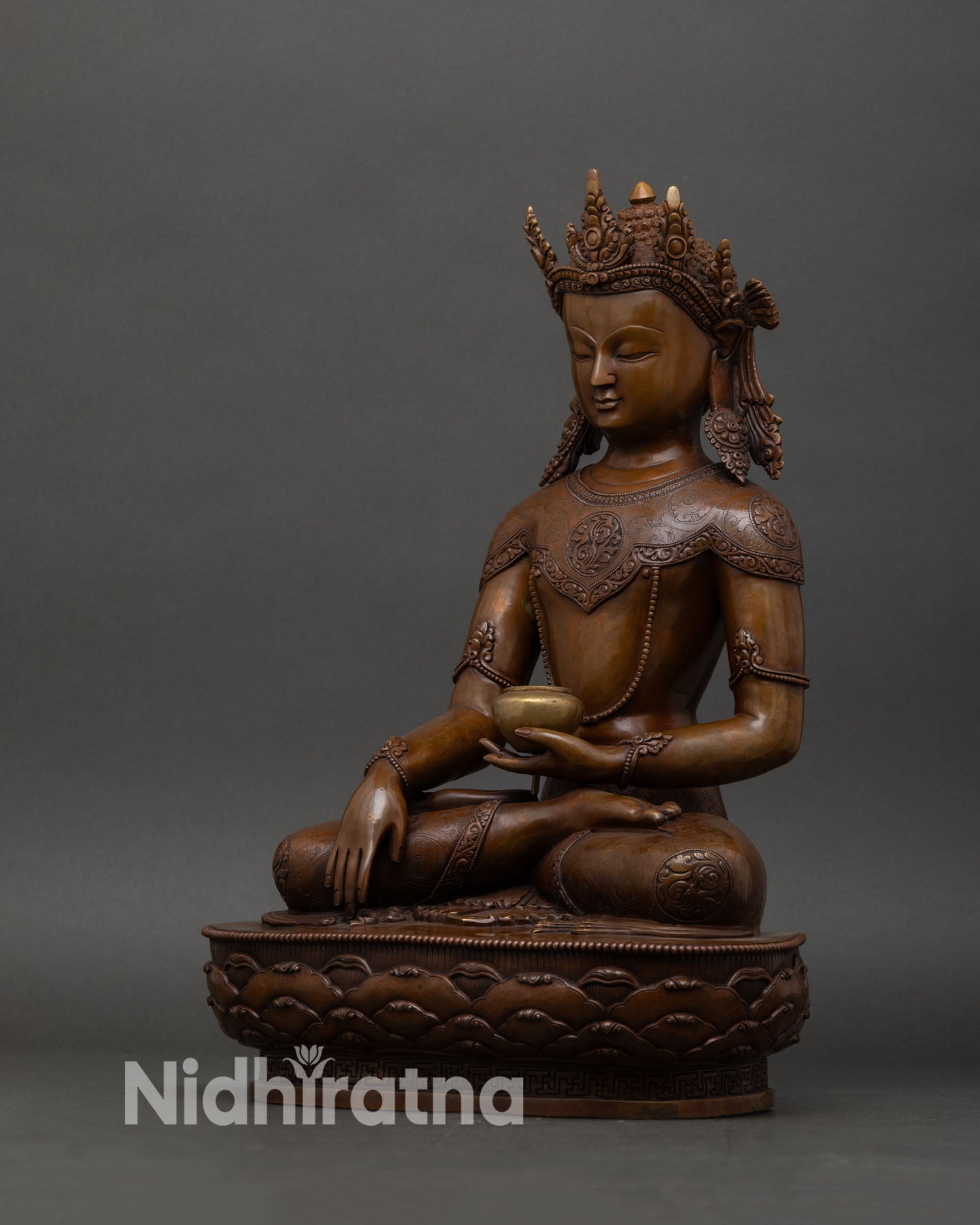 Crown Shakyamuni Buddha Statue | Buddhist Altar Decor