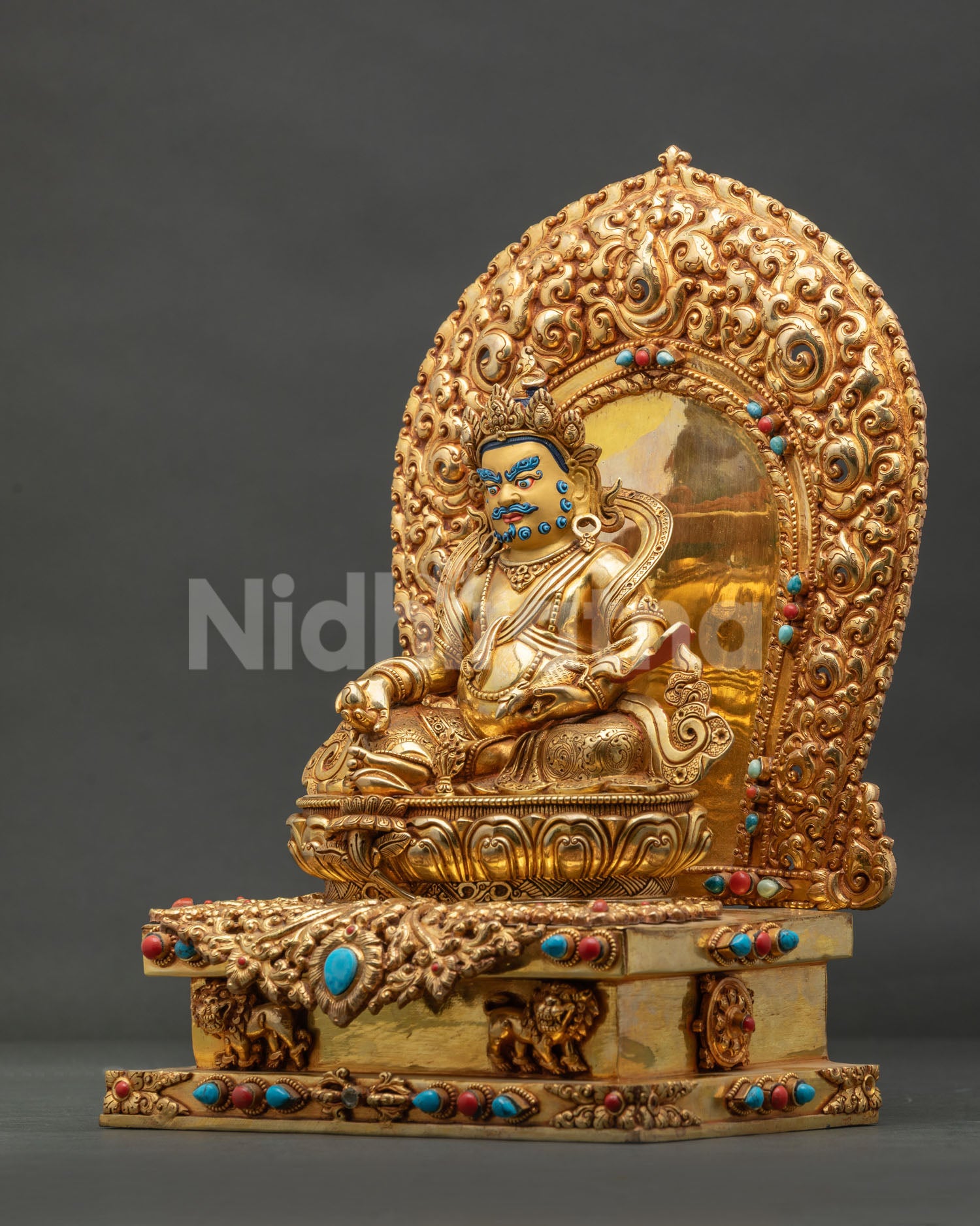 Dzambhala On Jeweled Throne Statue | Tibetan Buddhist Sculpture