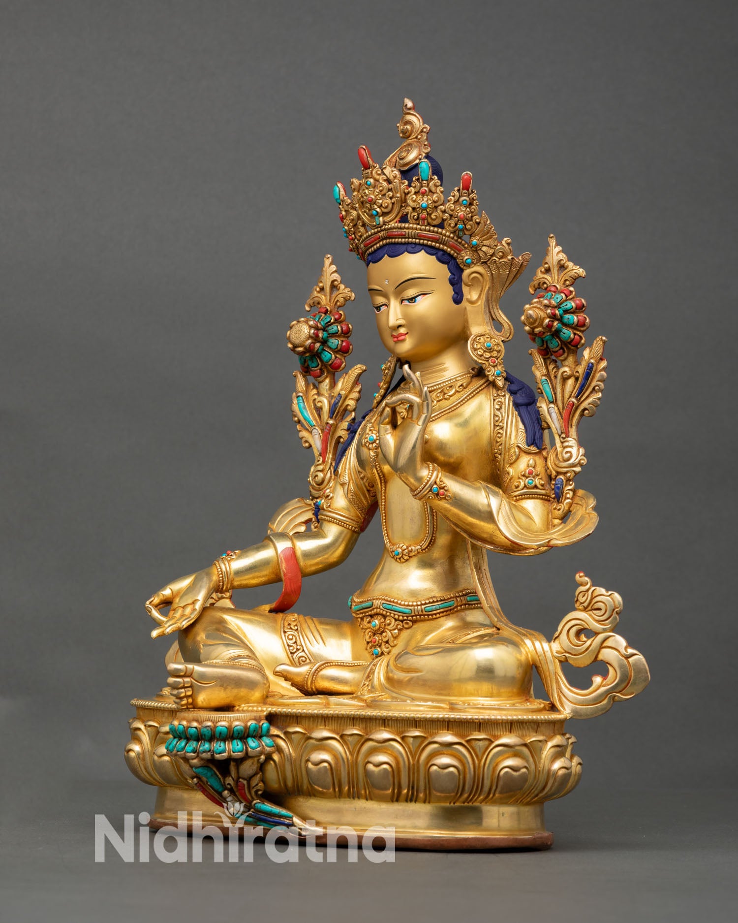 Green Tara Statue | Traditional Newari Craftsmanship