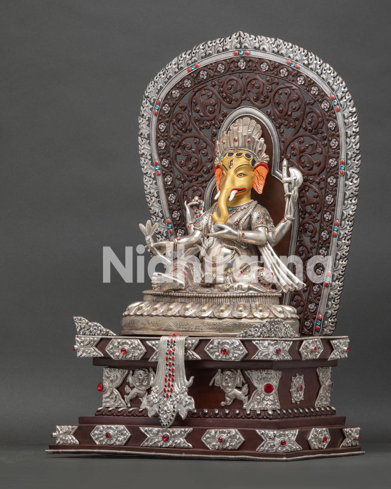 Ganesh With Throne Statue