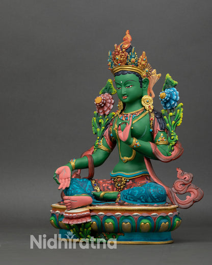 Mother Green Tara Statue for Home Altar and Sacred Decor