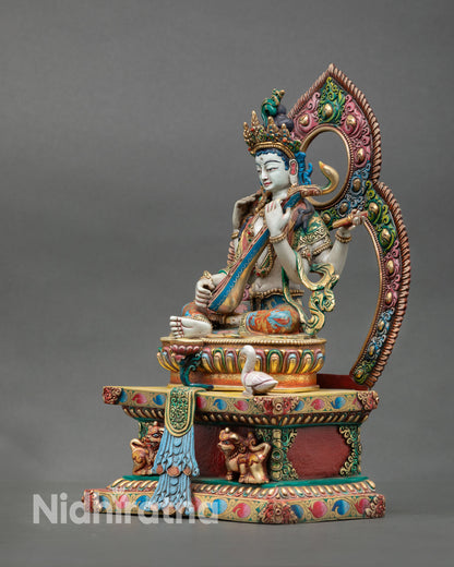 Beautiful Goddess Saraswati Sculpture | Handcrafted in Nepal